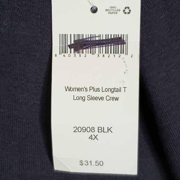 Duluth Trading Women's Shirt Long Sleeve Plus Size 4X Crew Longtail Black NWT - Picture 9 of 10